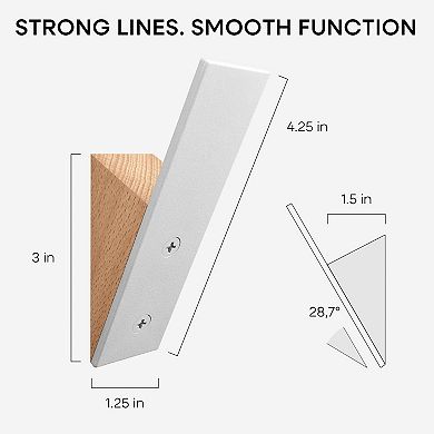 Beech Wood Coat Hooks White Metal Wall Mounted Mid-century Modern Heavy Duty Set Of 4