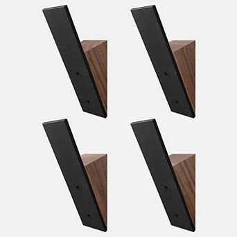 Beech Wood Coat Hooks White Metal Wall Mounted Mid-century Modern Heavy Duty Set Of 4