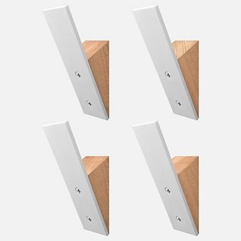 Beech Wood Coat Hooks White Metal Wall Mounted Mid-century Modern Heavy Duty Set Of 4