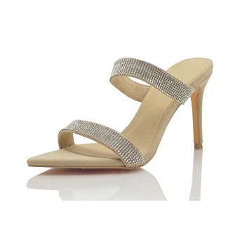 Harlo Rhinestone Double Strap Stiletto Heel Slide Sandals