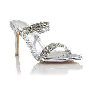 Harlo Rhinestone Double Strap Stiletto Heel Slide Sandals