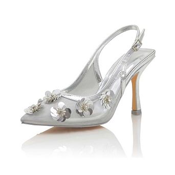 Jane Floral Mesh Slingback Pointed Toe Heeled Pumps