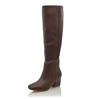 KARLEY Semi-Pointed Toe Knee High Block Heel Boots