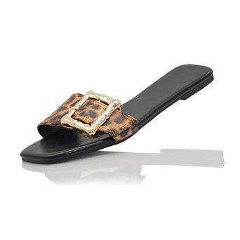 Jayden Buckle Accent Croc Embossed Slide Sandals