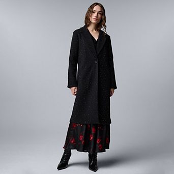 Women's Simply Vera Vera Wang Holiday Stud Shine Melton Midi Coat