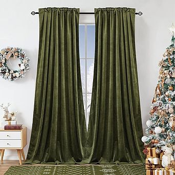 Velvet Blackout Curtains, Room Darkening Rod Pocket Panels