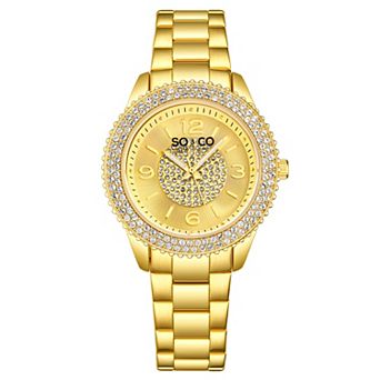 Madison 5532 38mm Quartz Watch with Crystals on Bezel and Inner Dial Stainless Steel Bracelet 18mm