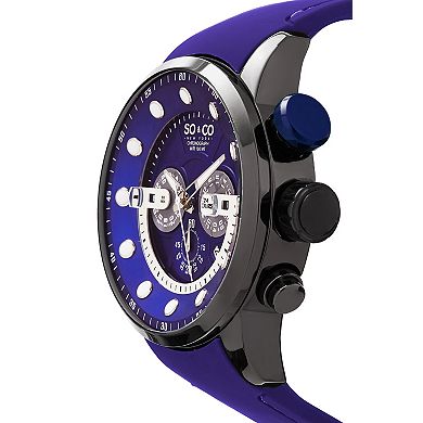 Precision-Driven Power: 50mm Chronograph Watch with Silicone Rubber Strap and Luminous Details