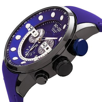Precision-Driven Power: 50mm Chronograph Watch with Silicone Rubber Strap and Luminous Details