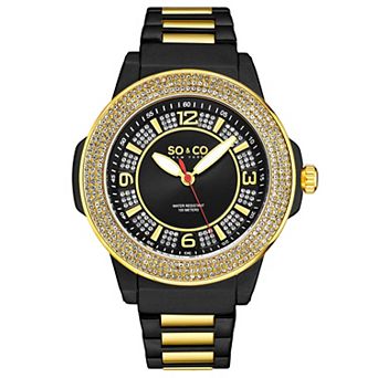 Madison 5565 48mm Quartz Watch with Crystal Studded Bezel and Silver Dial