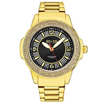 Madison 5565 48mm Quartz Watch with Crystal Studded Bezel and Silver Dial