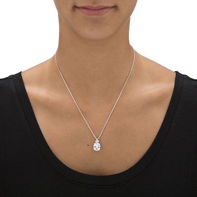 13.22 TCW Platinum-Plated Cubic Zirconia Earrings and Necklace Set 18"-20"