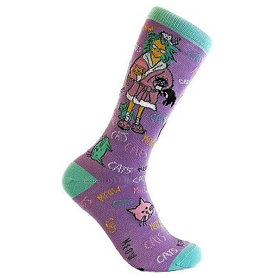 Womens Cat Lady Sock Funny Novelty Cute Pet Face Cool Kitty Funky 90s