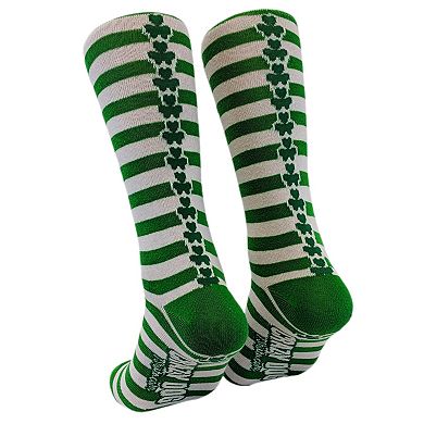 Womens Orange Bow Green Stripe Socks Saint Patricks Day Cute Novelty Fun Feet