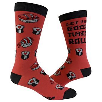 Women's Let The Good Times Roll Socks Funny Japanese Sushi Sashimi Food Novelty Footwear