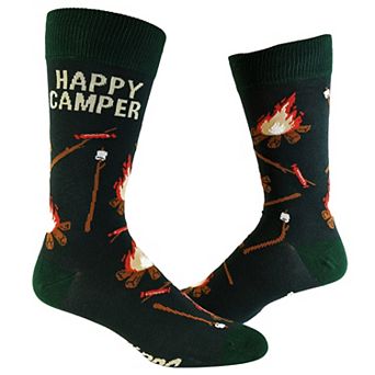 Women's Happy Camper Socks Funny Outdoor Adventure Hiking Vintage Novelty Footwear