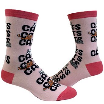 Women's Cats Cats Cats Socks Funny Crazy Cat Lady Pet Kitty Animal Lover Graphic Novelty Footwear