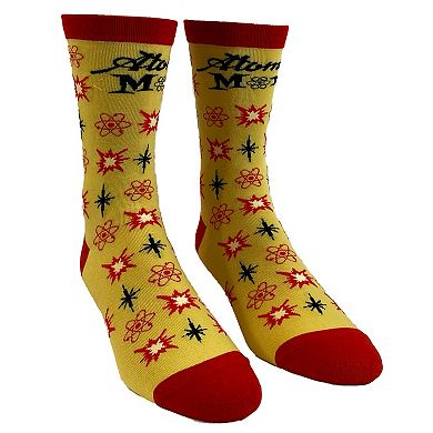 Women's Atomic Mom Socks Funny Nerdy Science Atoms Graphic Novelty Footwear