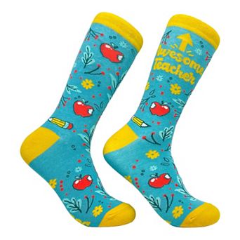 Women's Awesome Teacher Socks Funny School Teacher Instructor Apprecation Graphic Footwear
