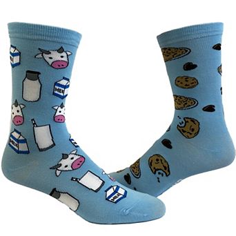 Women's Milk and Cookies Socks Funny Dessert Snack Graphic Novelty Footwear