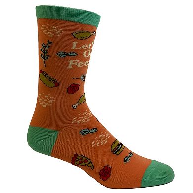 Women's Let's Eat Our Feelings Socks Funny Snacks Junk Food Hot Dog Pizza Cheeseburger Footwear