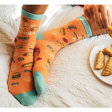 Women's Let's Eat Our Feelings Socks Funny Snacks Junk Food Hot Dog Pizza Cheeseburger Footwear