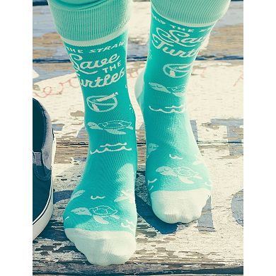 Women's Skip The Straw Save The Turtles Socks Environmental Awareness Footwear