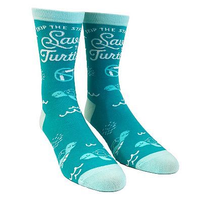 Women's Skip The Straw Save The Turtles Socks Environmental Awareness Footwear