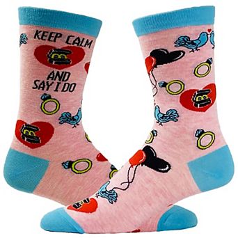 Women's Keep Calm and Say I Do Socks Funny Bride Wedding Shower Engagement Ring Novelty Footwear