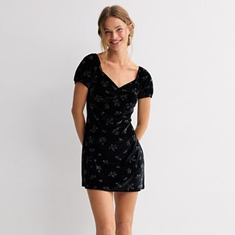 Juniors' Live To Be Spoiled Flocked Velvet Mini Dress
