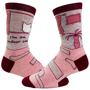 Women's I'm An Indoor Cat Socks Funny Pet Kitty Cat Introvert Novelty Graphic Footwear