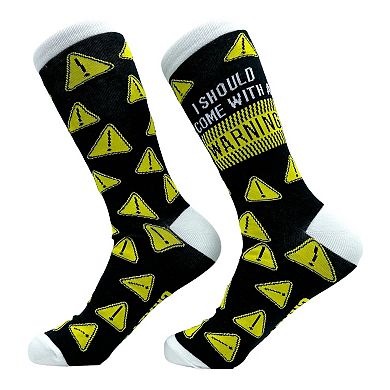 Women's I Should Come With A Warning Socks Funny Caution Sign Footwear