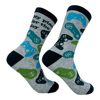 Women's My Plan for The Day Socks Funny Video Game Controller Footwear