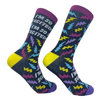 Women's Im so Excited Im so Scared Socks Funny Thrilled Panicking Footwear