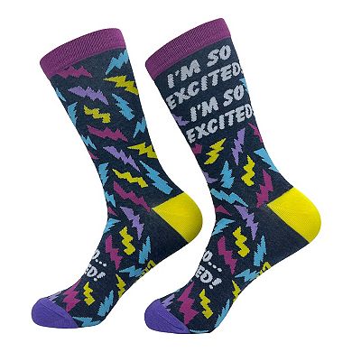 Women's Im so Excited Im so Scared Socks Funny Thrilled Panicking Footwear