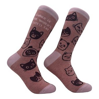 Women's Owner of The Worlds Cutest Cat Socks Funny Kitten Pet Lovers Footwear