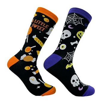Women's A Little Spooky A Little Sweet Socks Funny Sarcastic Halloween Novelty Footwear