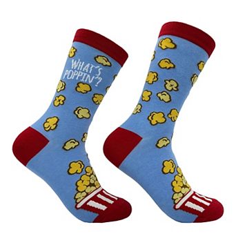 Women's Whats Poppin Socks Funny Sarcastic Popcorn Graphic Novelty Footwear