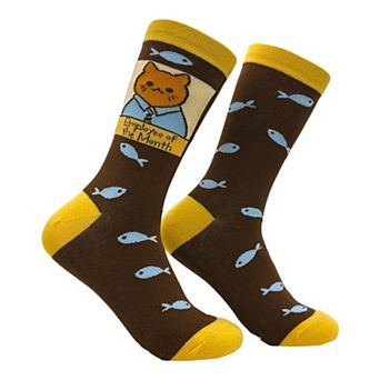 Women's Employee Of The Month Socks Funny Sarcastic Kitten Graphic Novelty Footwear for Ladies