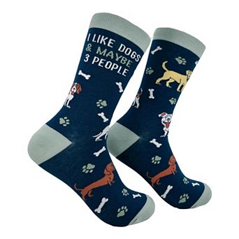 Women's I Like Dogs and Maybe 3 People Socks Funny Sarcastic Graphic Novelty Footwear for Ladies