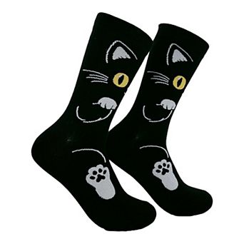 Women's Black Cat Socks Funny Sarcastic Kitten Graphic Novelty Footwear for Ladies