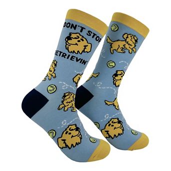 Women's Dont Stop Retrievin Socks Funny Sarcastic Golden Retriever Novelty Footwear for Ladies