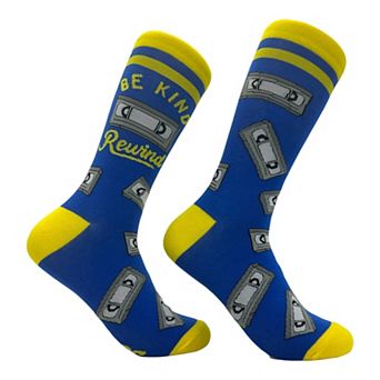 Women's Be Kind Rewind Socks Funny Sarcastic Retro VHS Graphic Novelty Footwear for Ladies