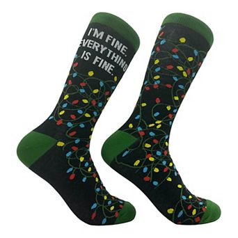 Women's Im Fine Everything Is Fine Socks Funny Sarcastic Christmas Novelty Footwear for Ladies