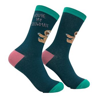 Women's Youre My Slowmate Socks Funny Sarcastic Valentines Day Sloth Novelty Footwear for Ladies