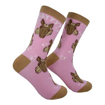 Women's Hayyyy Socks Funny Sarcastic Horse Graphic Novelty Footwear for Ladies