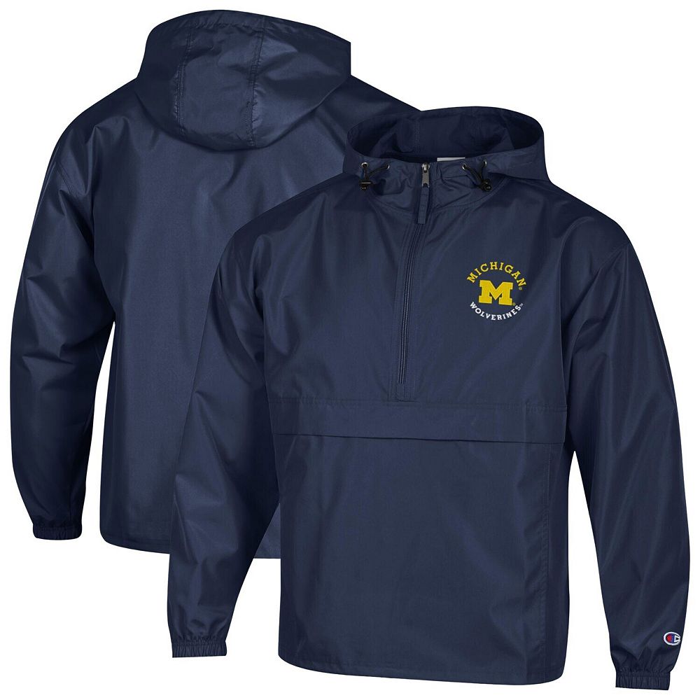 Michiganナイロンジャケット Men's Champion Navy Michigan Wolverines Packable Hooded