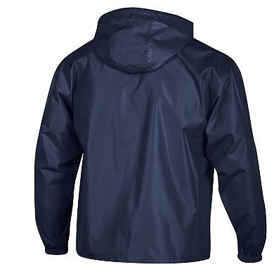 Men's Champion Navy Michigan Wolverines Packable Hooded Windbreaker Half-Zip Jacket