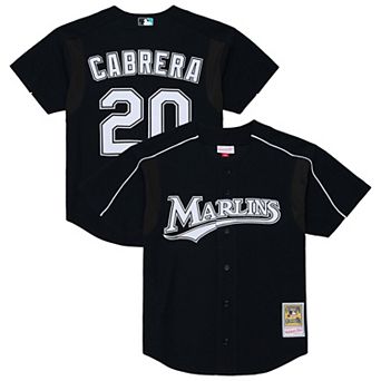 Men's Mitchell & Ness Miguel Cabrera Black Florida Marlins 2003 Cooperstown Mesh Batting Practice Button-Up Jersey