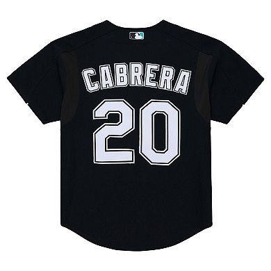 Men's Mitchell & Ness Miguel Cabrera Black Florida Marlins 2003 Cooperstown Mesh Batting Practice Button-Up Jersey
